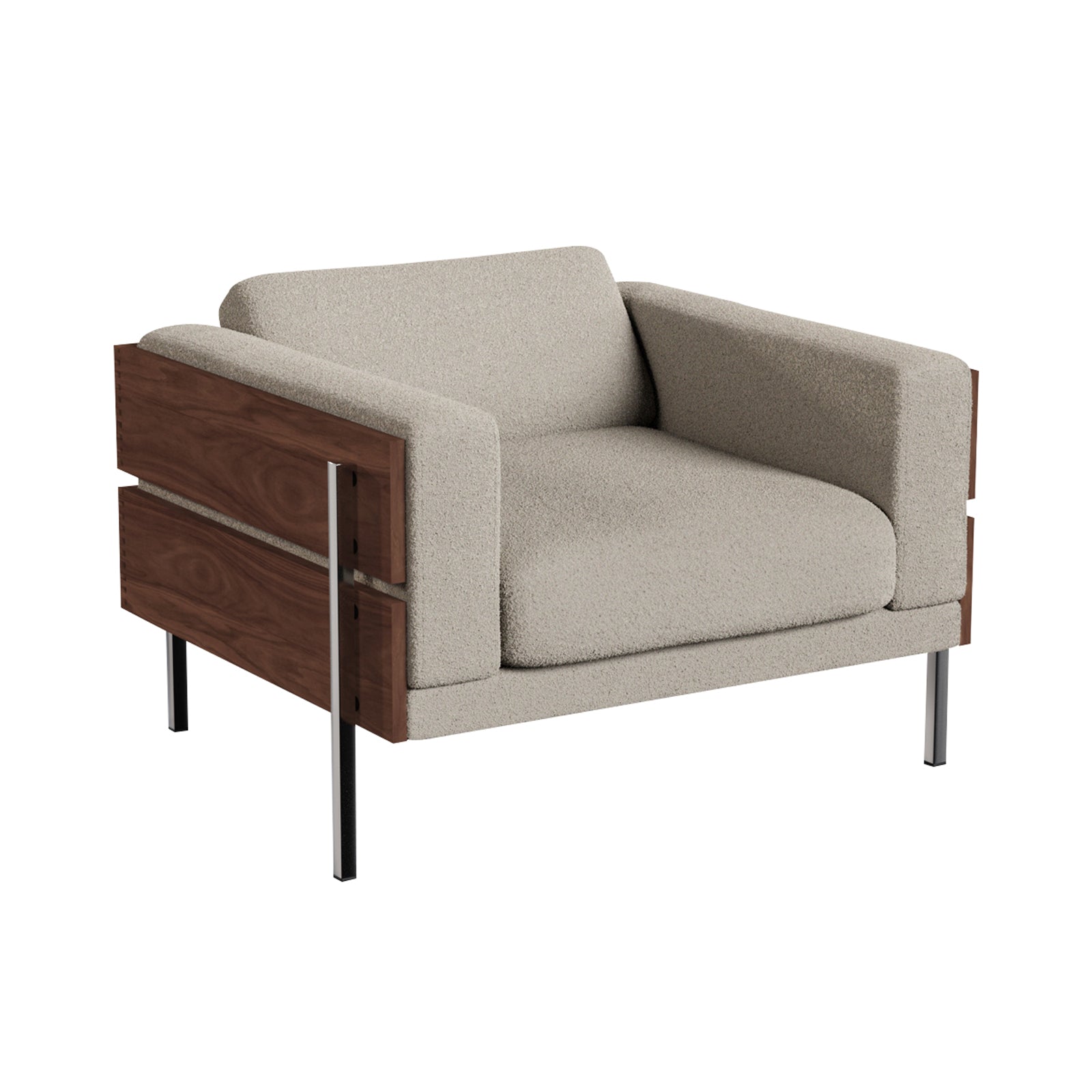 Forum Armchair: Walnut + Boucle Chalk