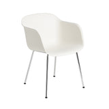 Fiber Armchair: Tube Base + Recycled Shell + Natural White + Chrome