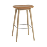 Fiber Bar + Counter Stool: Wood Base + Upholstered + Bar + Refine Leather Cognac