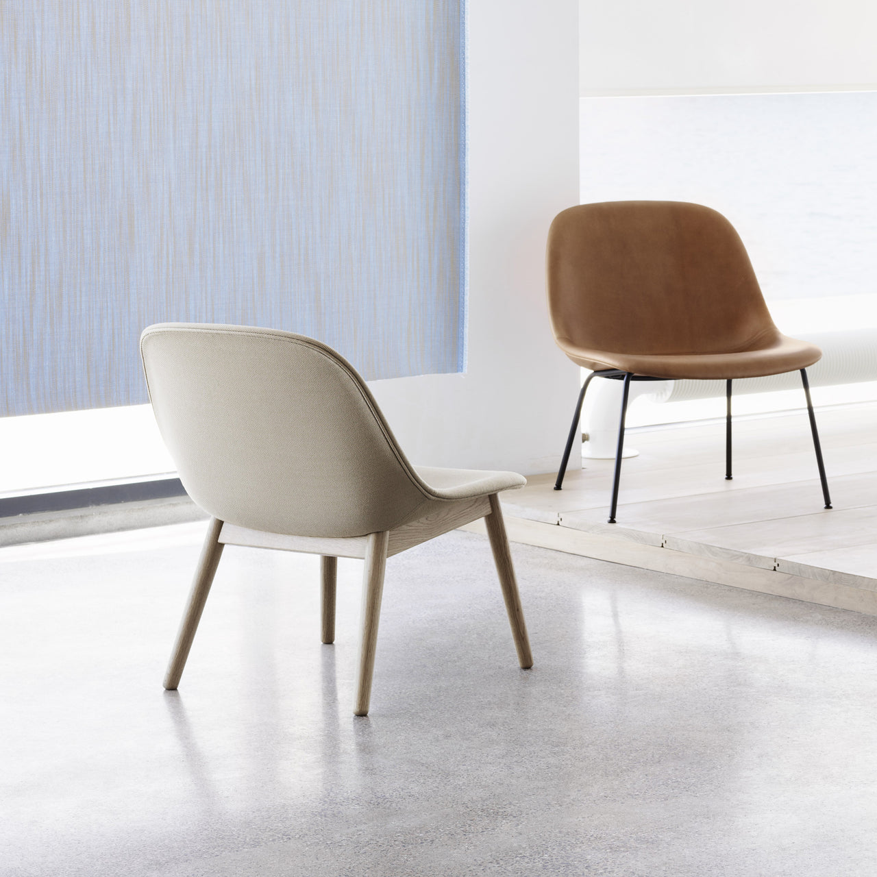 Fiber Lounge Chair: Wood Base + Upholstered