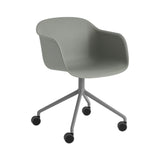 Fiber Armchair: Swivel Base with Castors + Recycled Shell + Grey