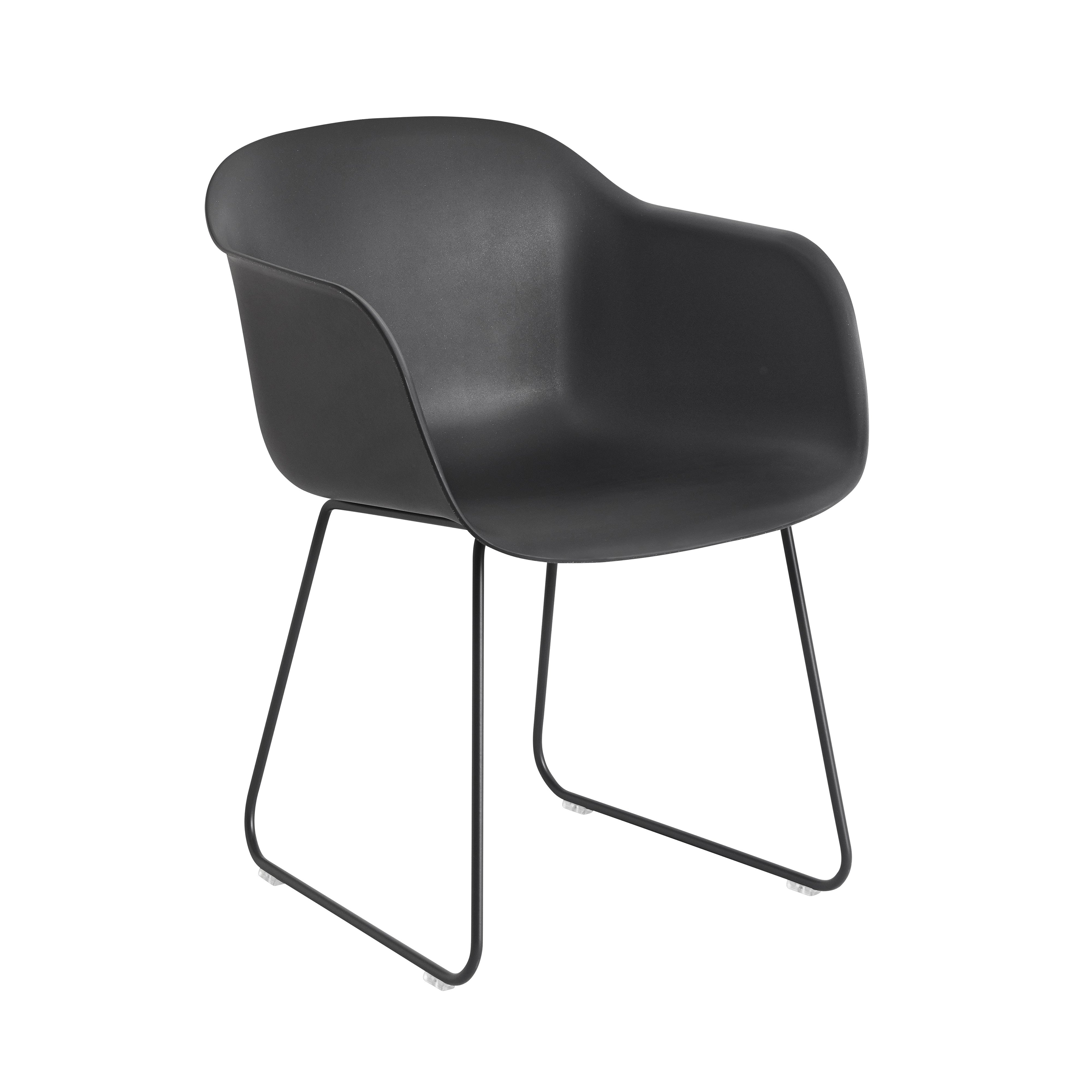 Fiber Armchair: Sled Base + Recycled Shell + Anthracite Black + Black