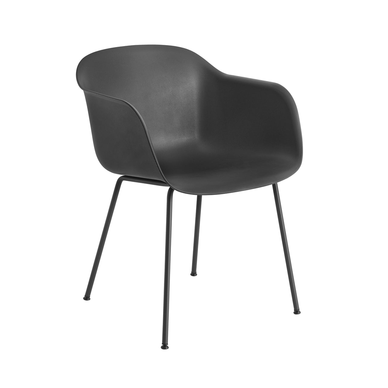 Fiber Armchair: Tube Base + Recycled Shell + Black + Anthracite Black