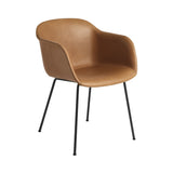 Fiber Armchair: Tube Base + Recycled Shell + Upholstered + Refine Leather Cognac