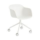 Fiber Armchair: Swivel Base with Castors + Recycled Shell + White