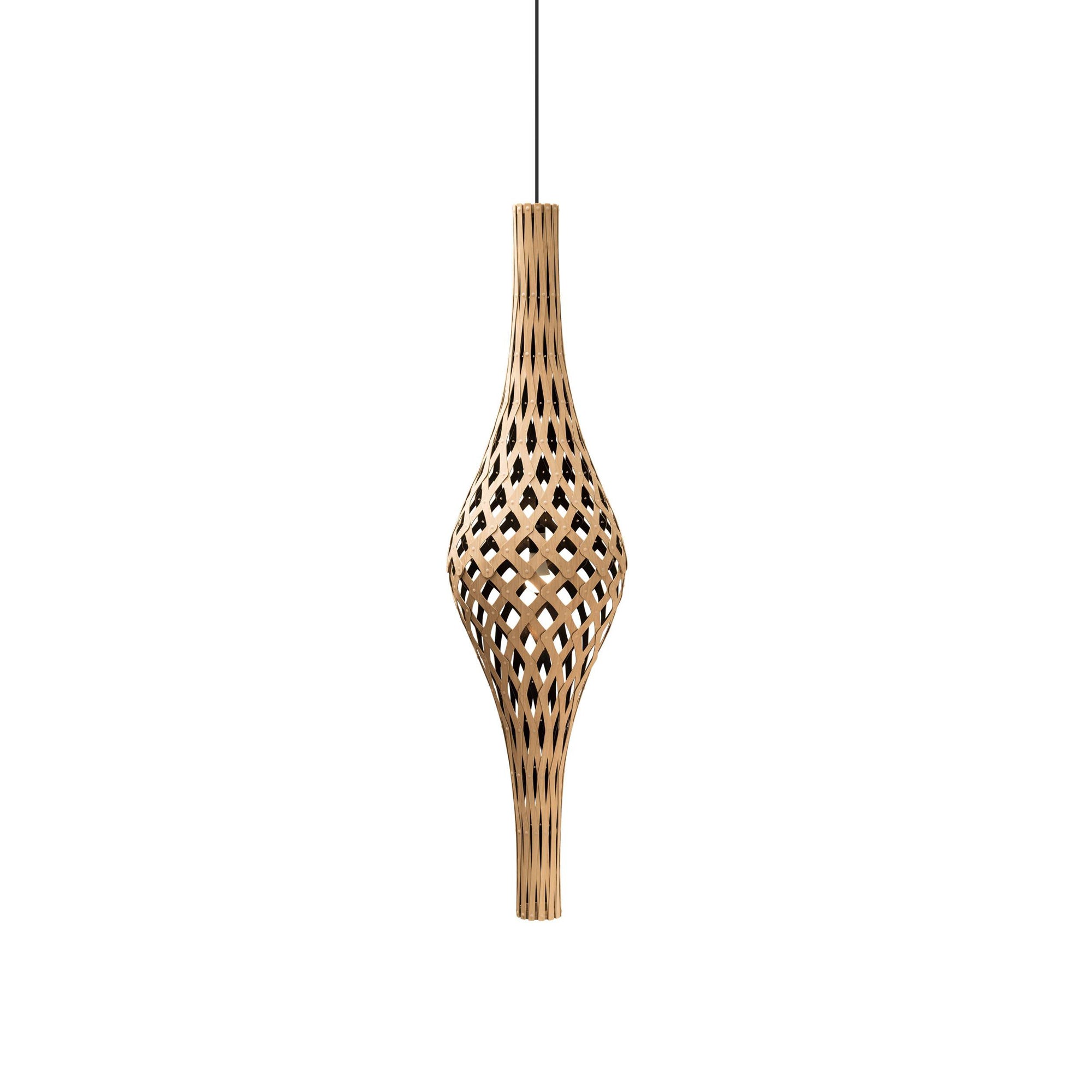 Nikau Full Pendant Light: Bamboo + Black + Black