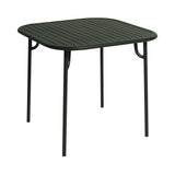 Week-End Square Dining Table with Slats: Glass Green