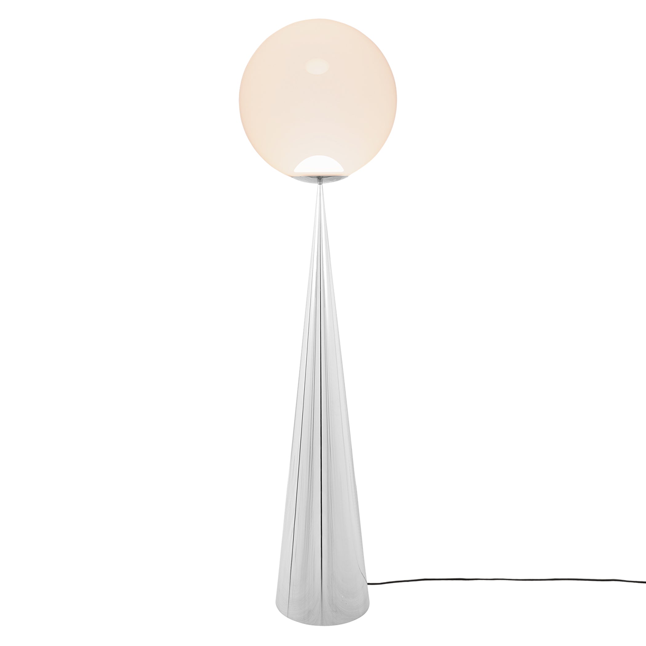 Globe Cone Fat Floor Light: Opal + Silver