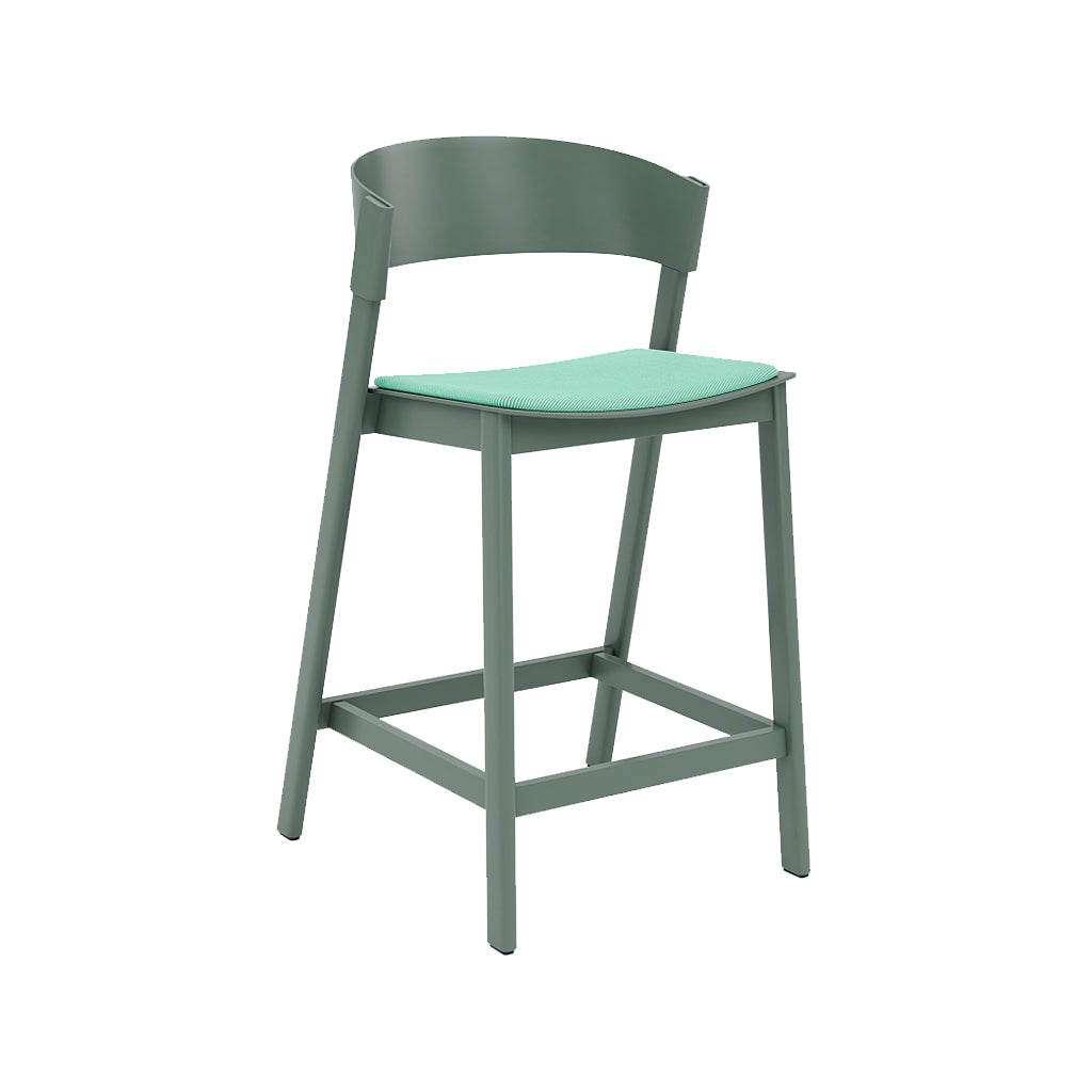 Cover Counter Stool: Upholstered + Green + Without Footrest