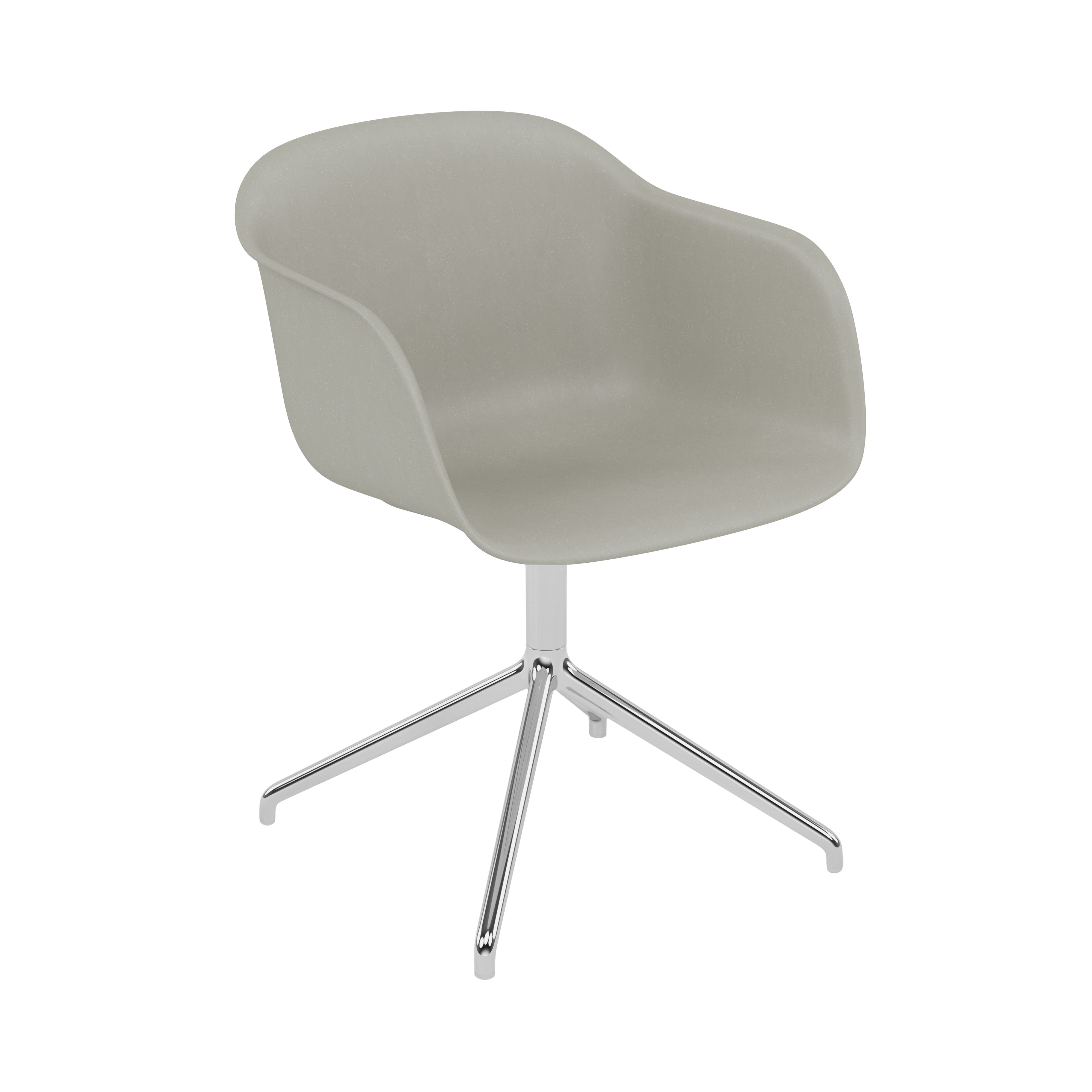 Fiber Armchair: Swivel Base with Return + Recycled Shell + Polished Aluminum + Grey