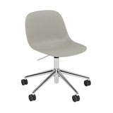 Fiber Side Chair: Swivel Base with Castors & Gaslift + Recycled Shell + Polished Aluminum + Black + Grey