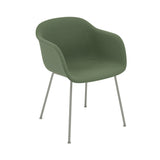 Fiber Armchair: Tube Base + Recycled Shell + Upholstered + Grey