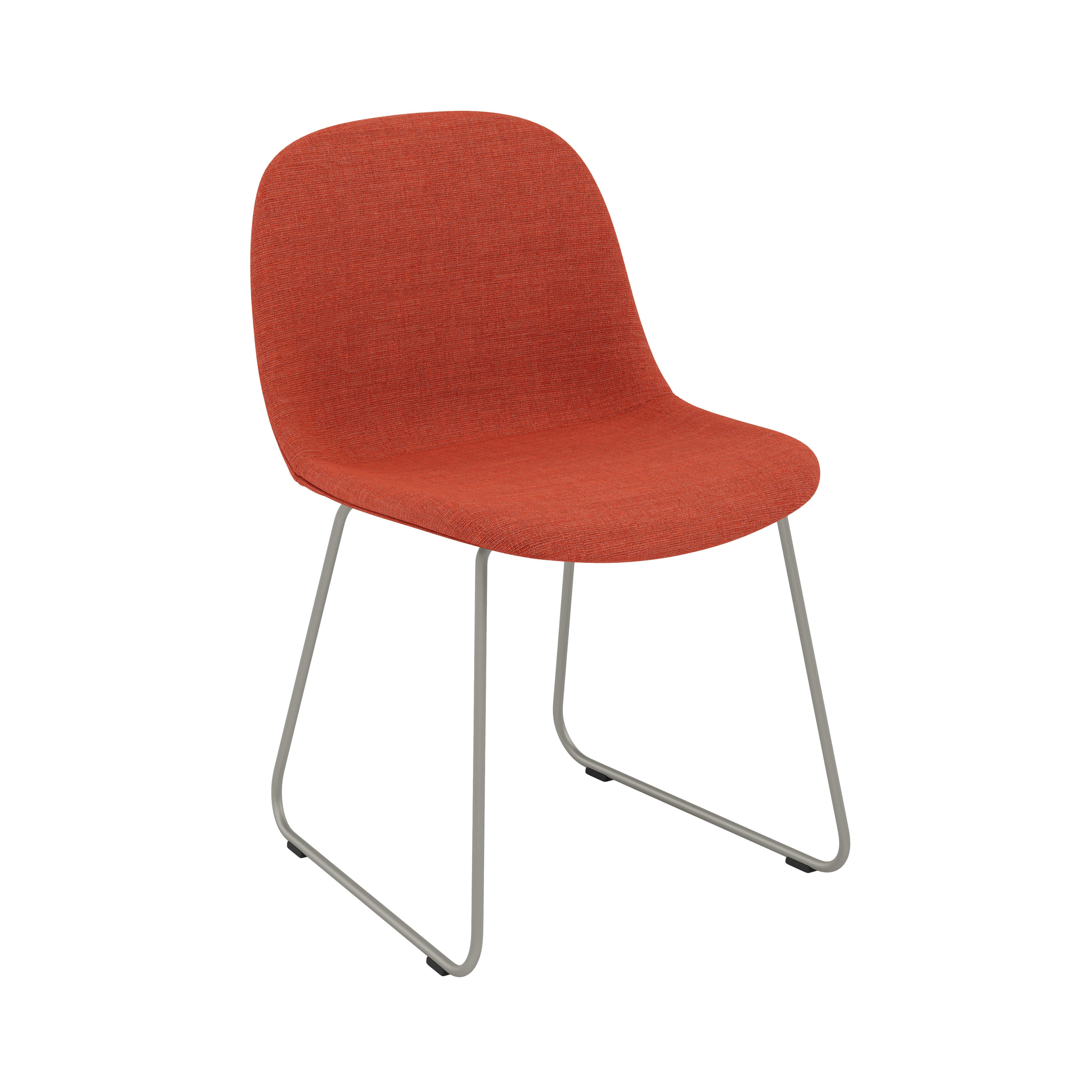 Fiber Side Chair Sled Base: Upholstered + Recycled Shell + Grey