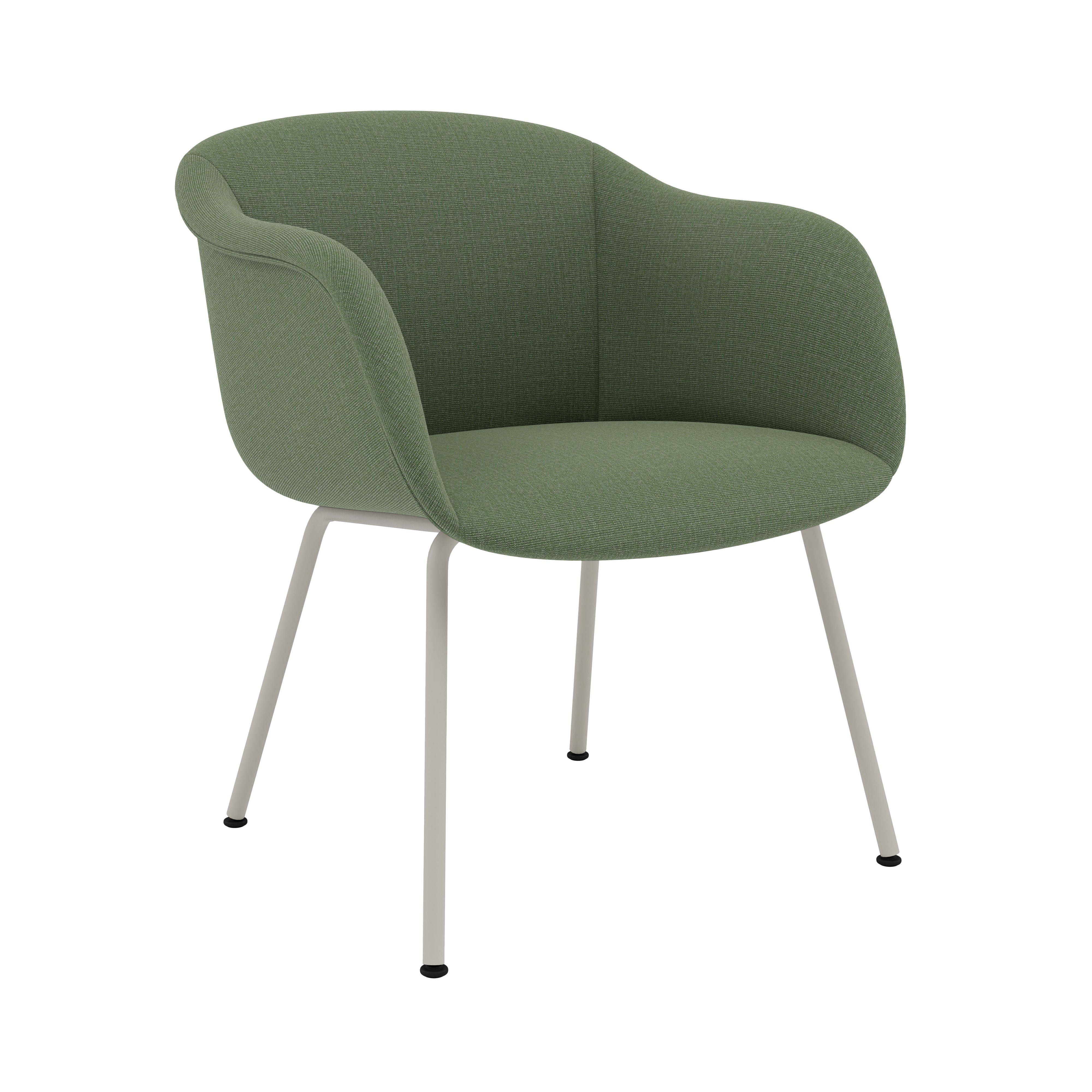 Fiber Soft Armchair: Tube Base + Upholstered Shell + Grey