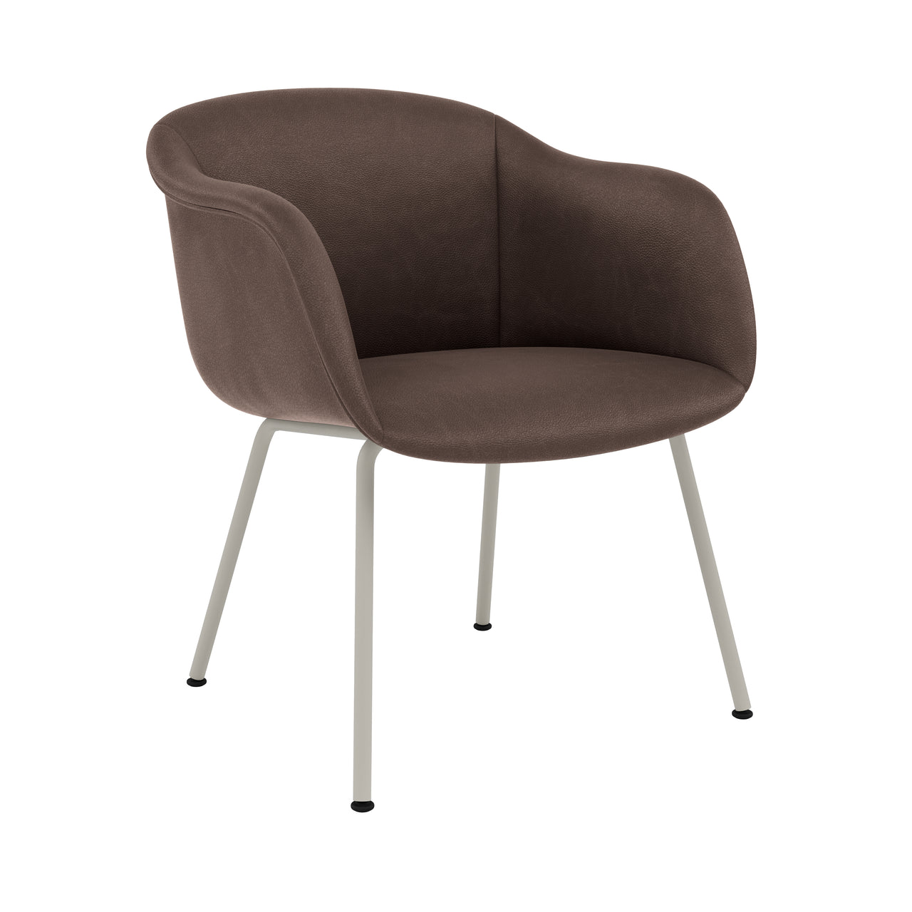 Fiber Soft Armchair: Tube Base + Upholstered Shell + Grey