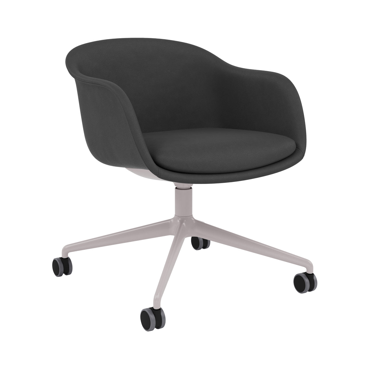 Fiber Conference Armchair: Swivel Base with Castors + Recycled Shell + Grey