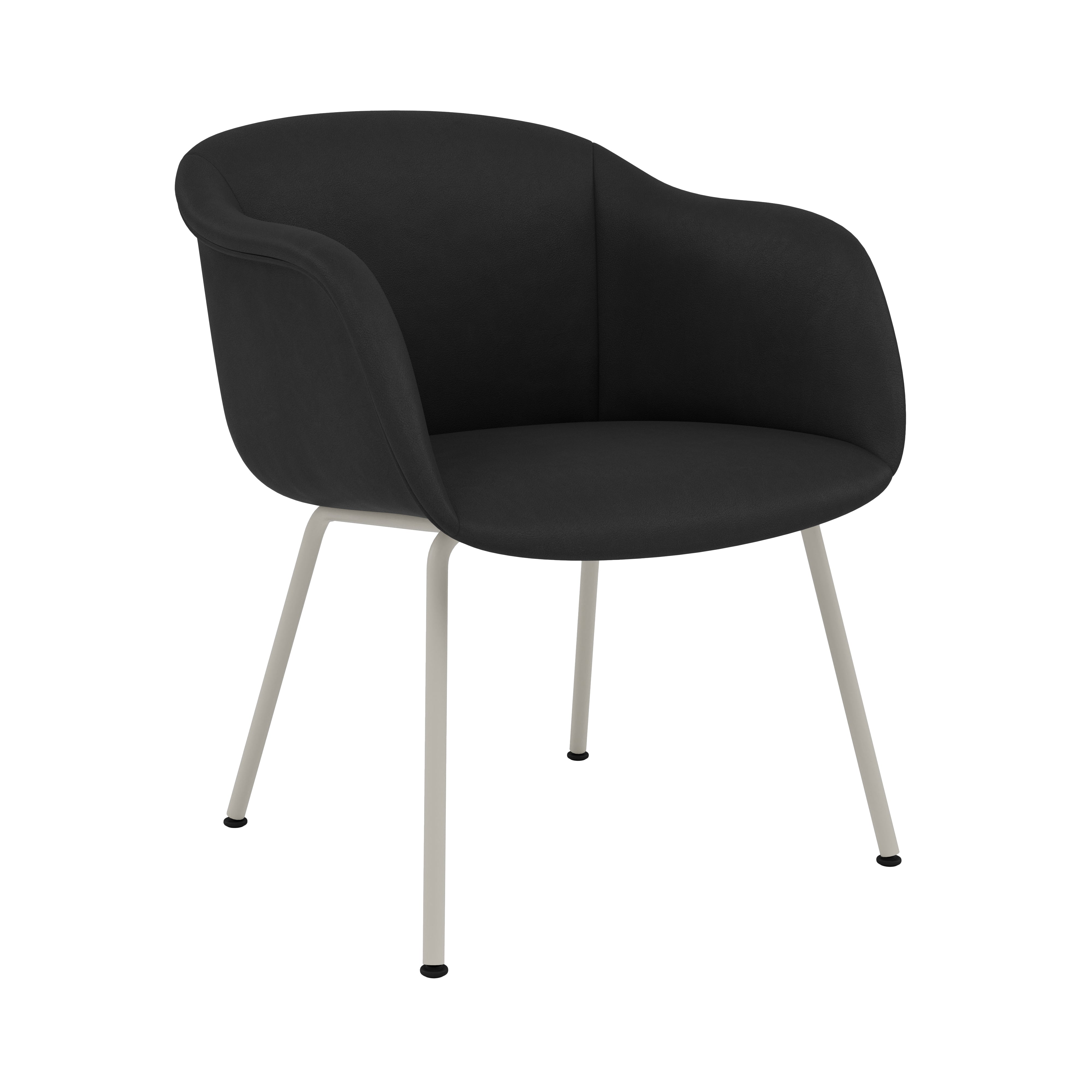 Fiber Soft Armchair: Tube Base + Upholstered Shell + Grey