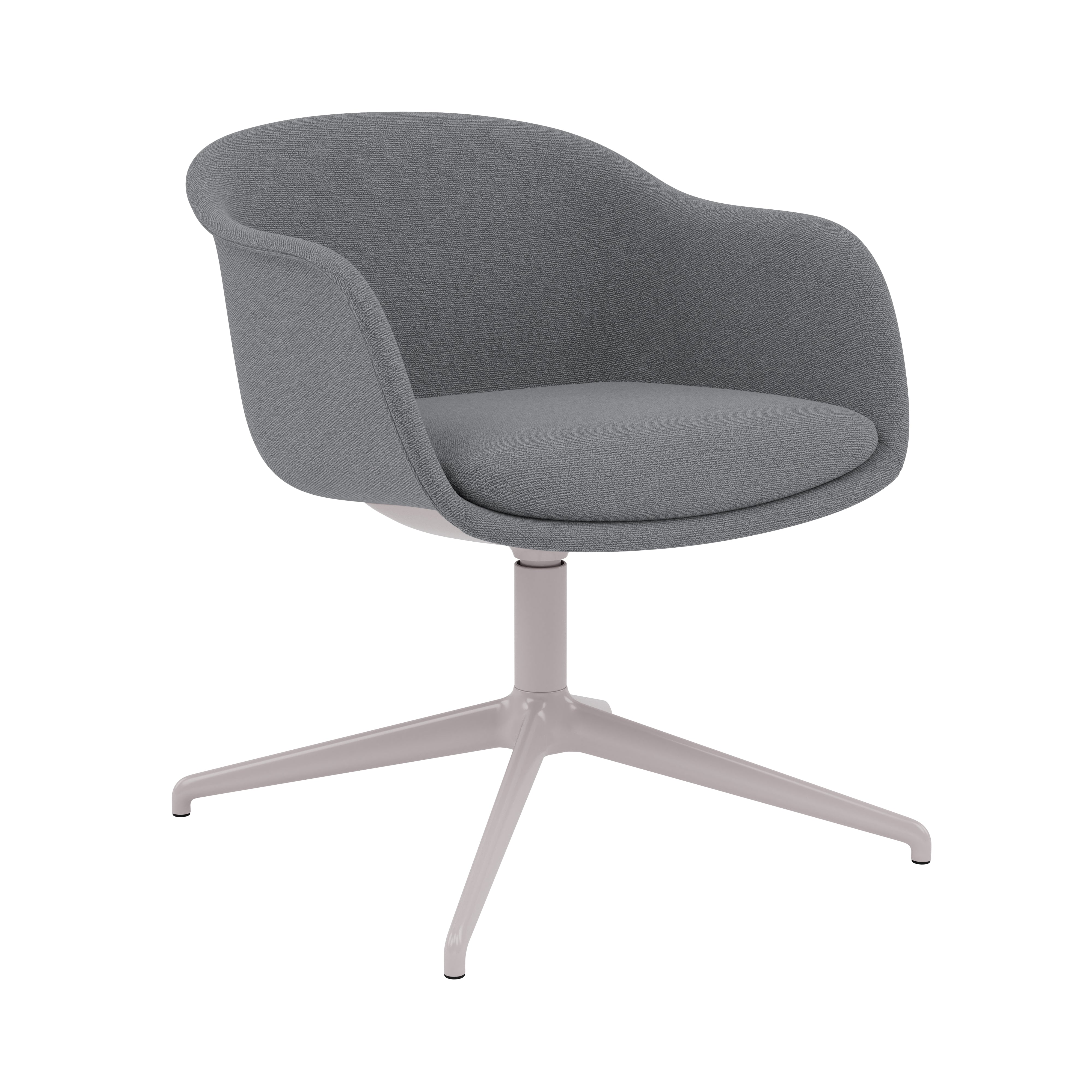 Fiber Conference Armchair: Swivel Base with Return + Recycled Shell + Grey