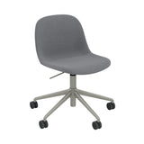 Fiber Side Chair: Swivel Base with Castors & Gaslift + Recycled Shell + Upholstered + Grey + Black