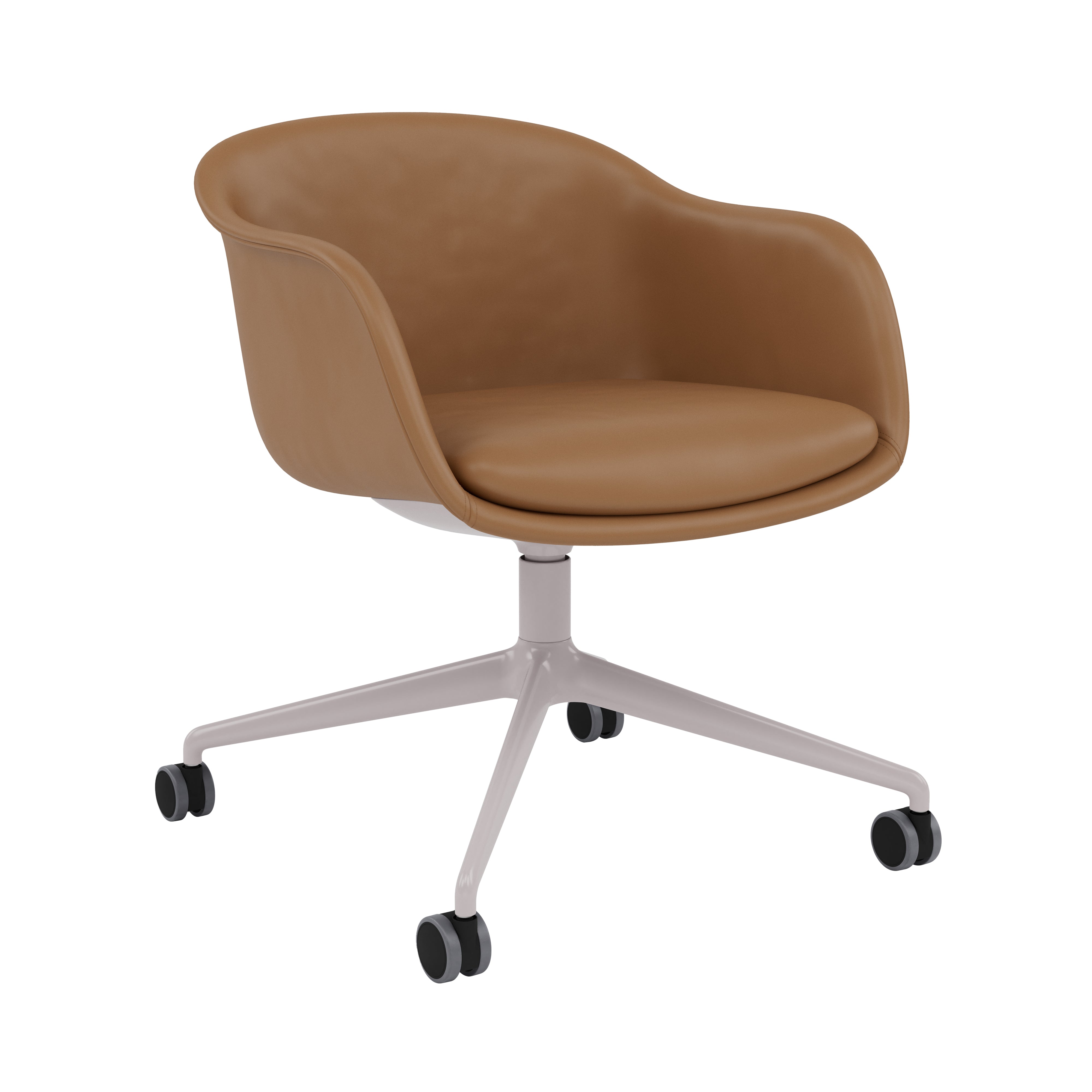 Fiber Conference Armchair: Swivel Base with Castors + Recycled Shell + Grey