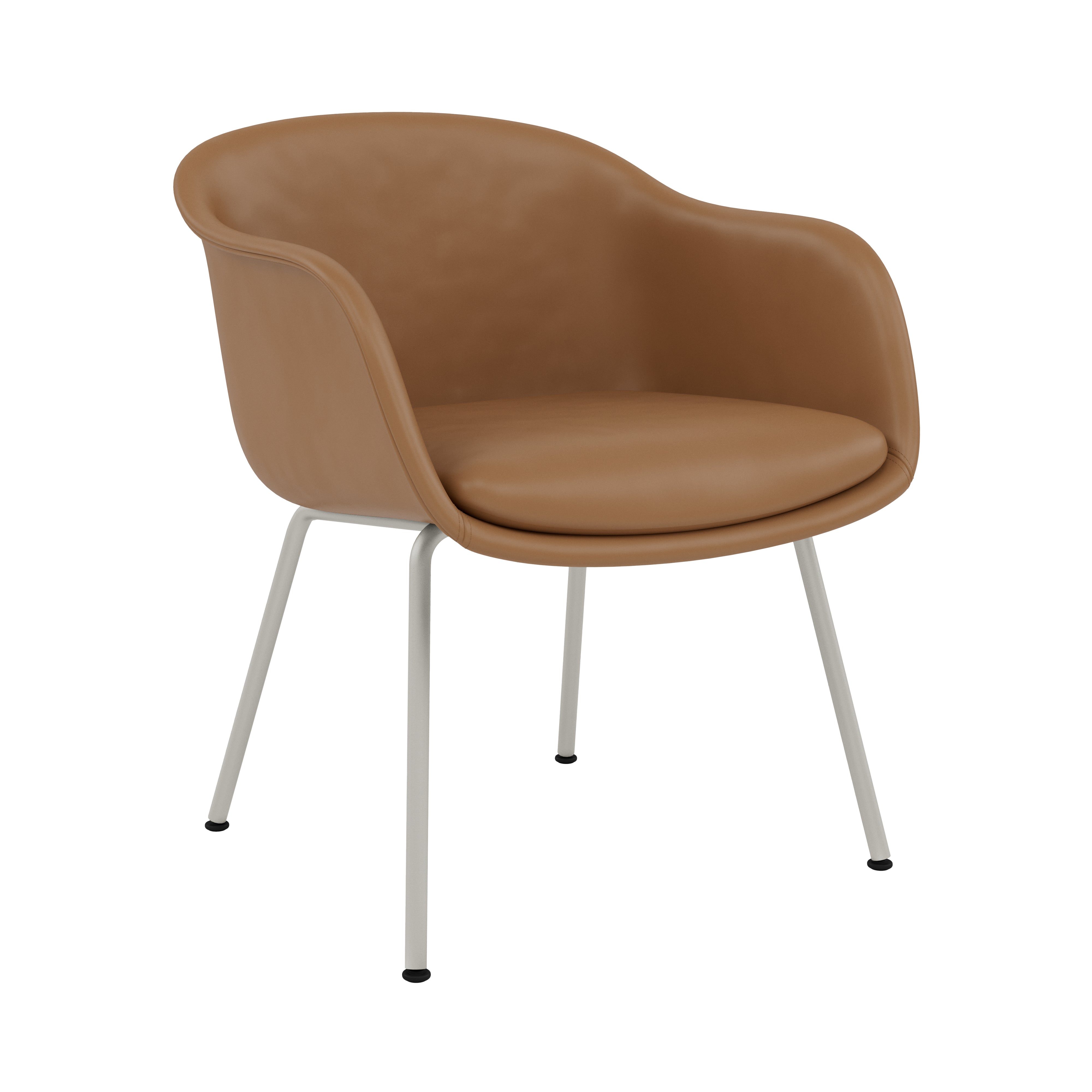 Fiber Conference Armchair: Tube Base Upholstered + Grey