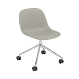 Fiber Side Chair: Swivel Base with Castors + Recycled Shell + Polished Aluminum + Black + Grey