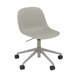 Fiber Side Chair: Swivel Base with Castors & Gaslift + Recycled Shell + Grey + Black + Grey