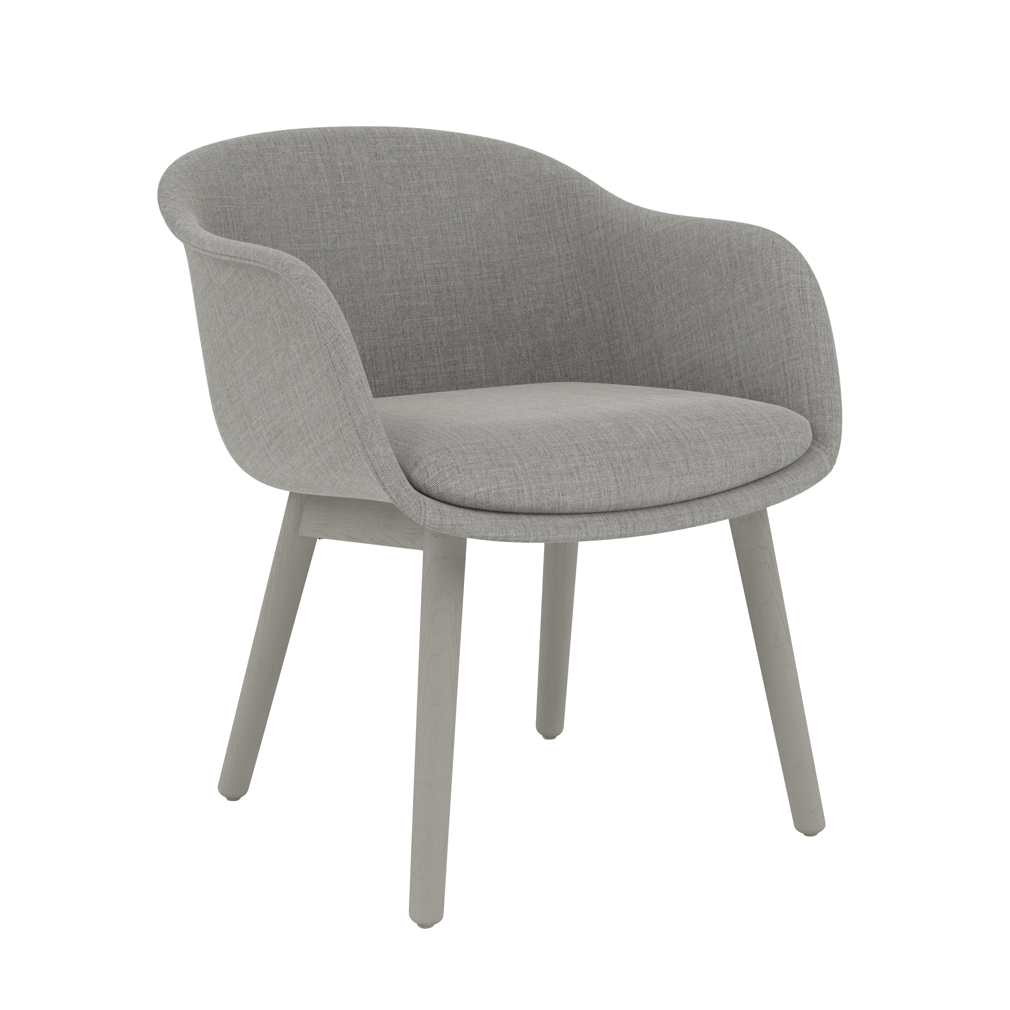 Fiber Conference Armchair: Wood Base Upholstered + Grey + Remix 133