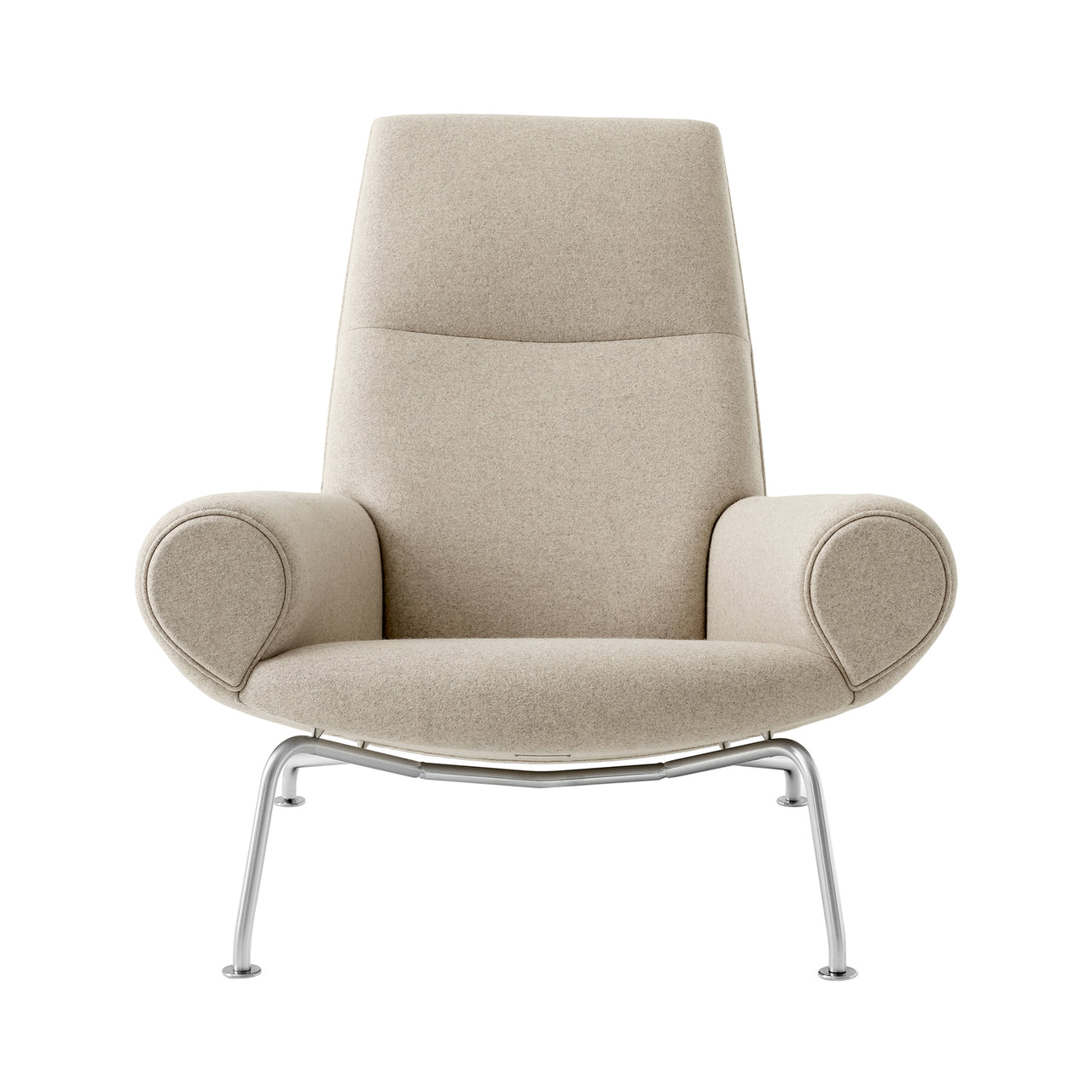 Wegner Queen Chair: Without Ottoman + Brushed Stainless Steel