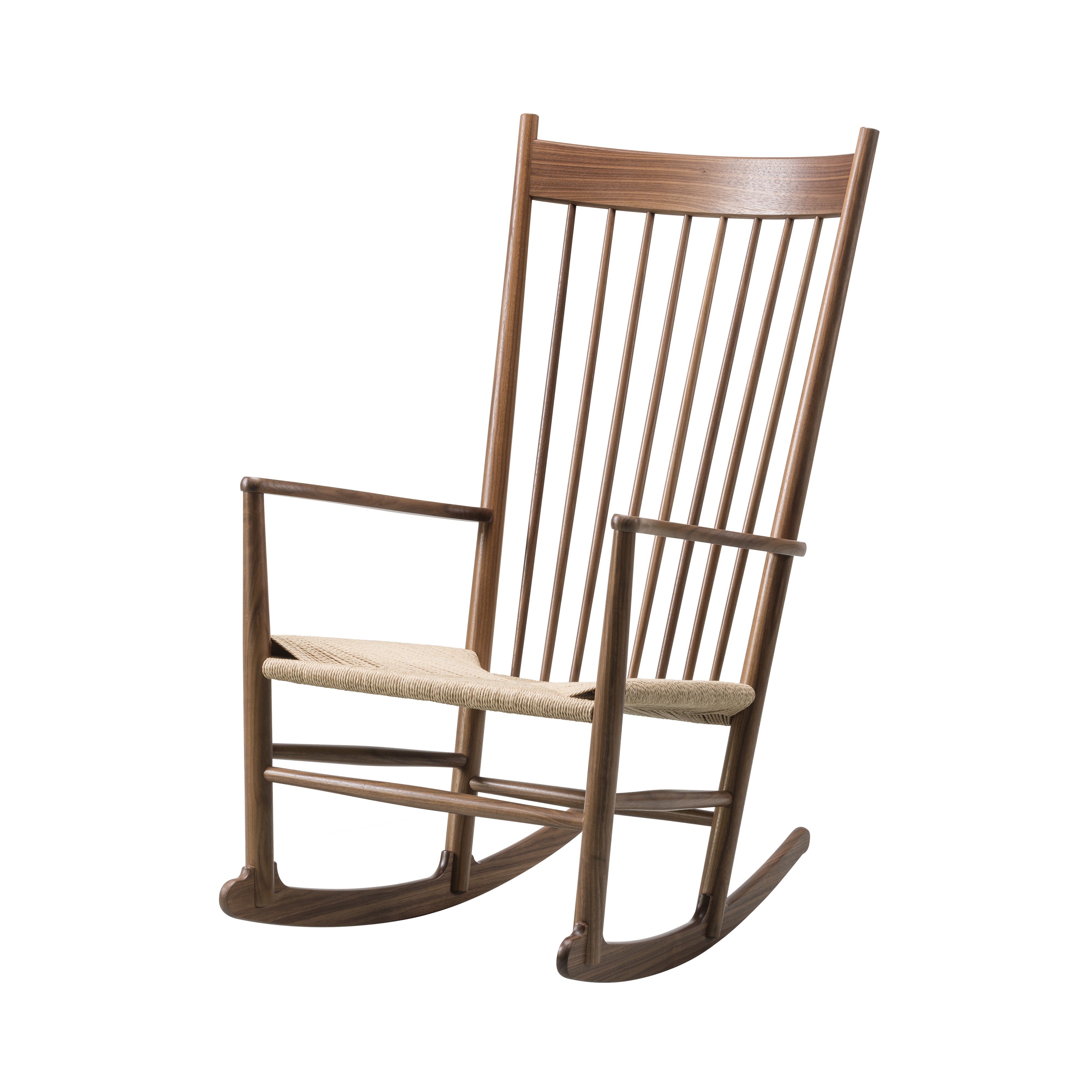 Wegner J16 Rocking Chair: Natural + Lacquered Walnut