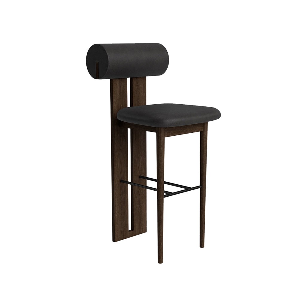 Hippo Bar + Counter Chair: Full Upholstered + Counter + Dark Smoked Oak