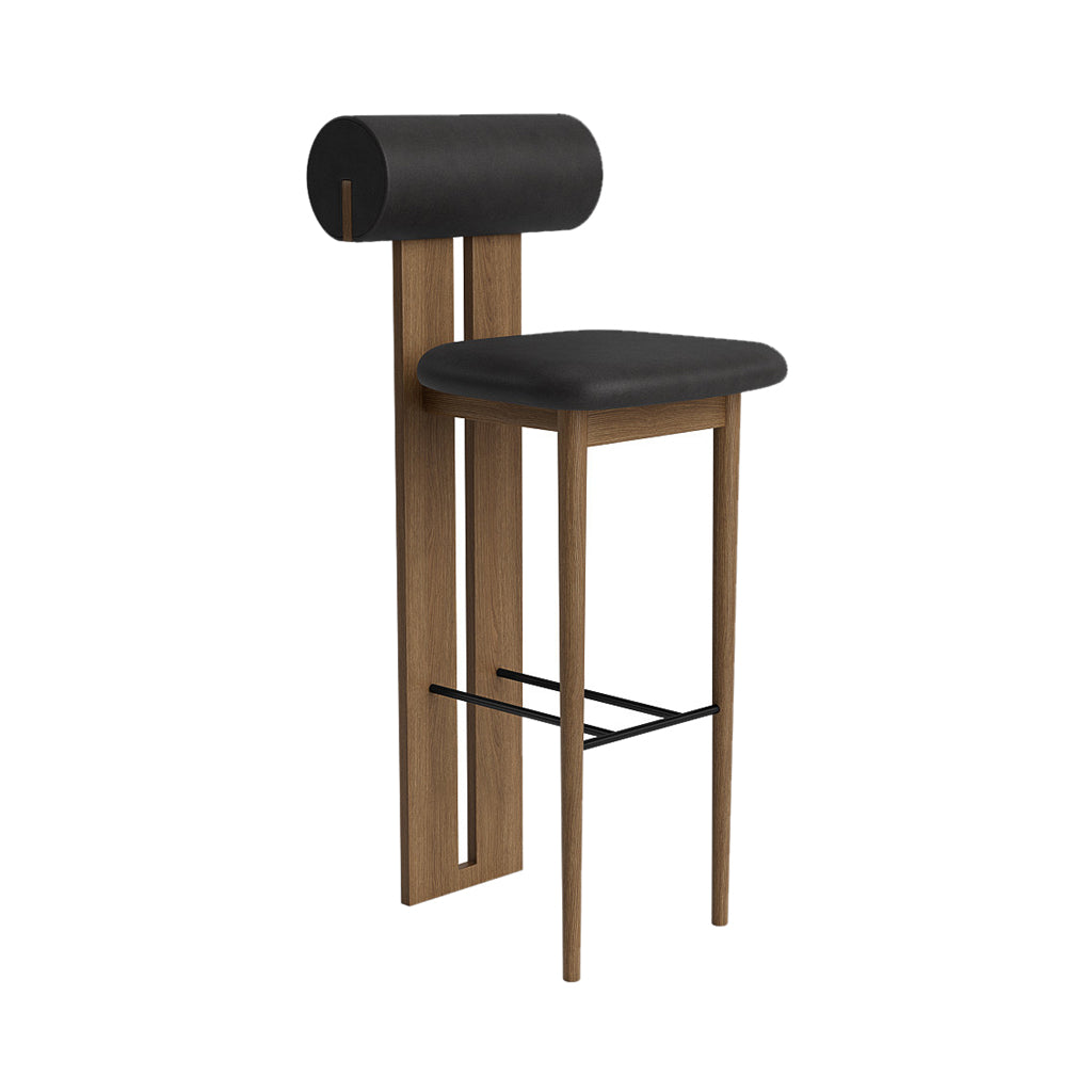 Hippo Bar + Counter Chair: Full Upholstered + Bar + Light Smoked Oak