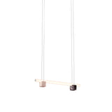 Isle 02A Suspension Lamp: Polished Aluminium + Red Levanto