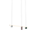 Isle 02B Suspension Lamp: Polished Aluminum + Guatemala Green + Red Levanto