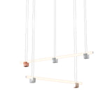 Isle 10 Suspension Lamp: Pink Portugal + Polished Aluminum + Red Negrais