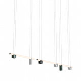 Isle 15 Suspension Lamp: Polished Aluminum + Black Marquina + Guatemala Green Marble