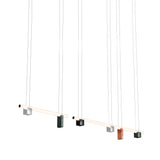 Isle 15 Suspension Lamp: Polished Aluminum + Black Marquina + Guatemala Green + Red Negrais Marble