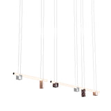 Isle 15 Suspension Lamp: Polished Aluminum + Pink Portugal + Red Levanto Marble