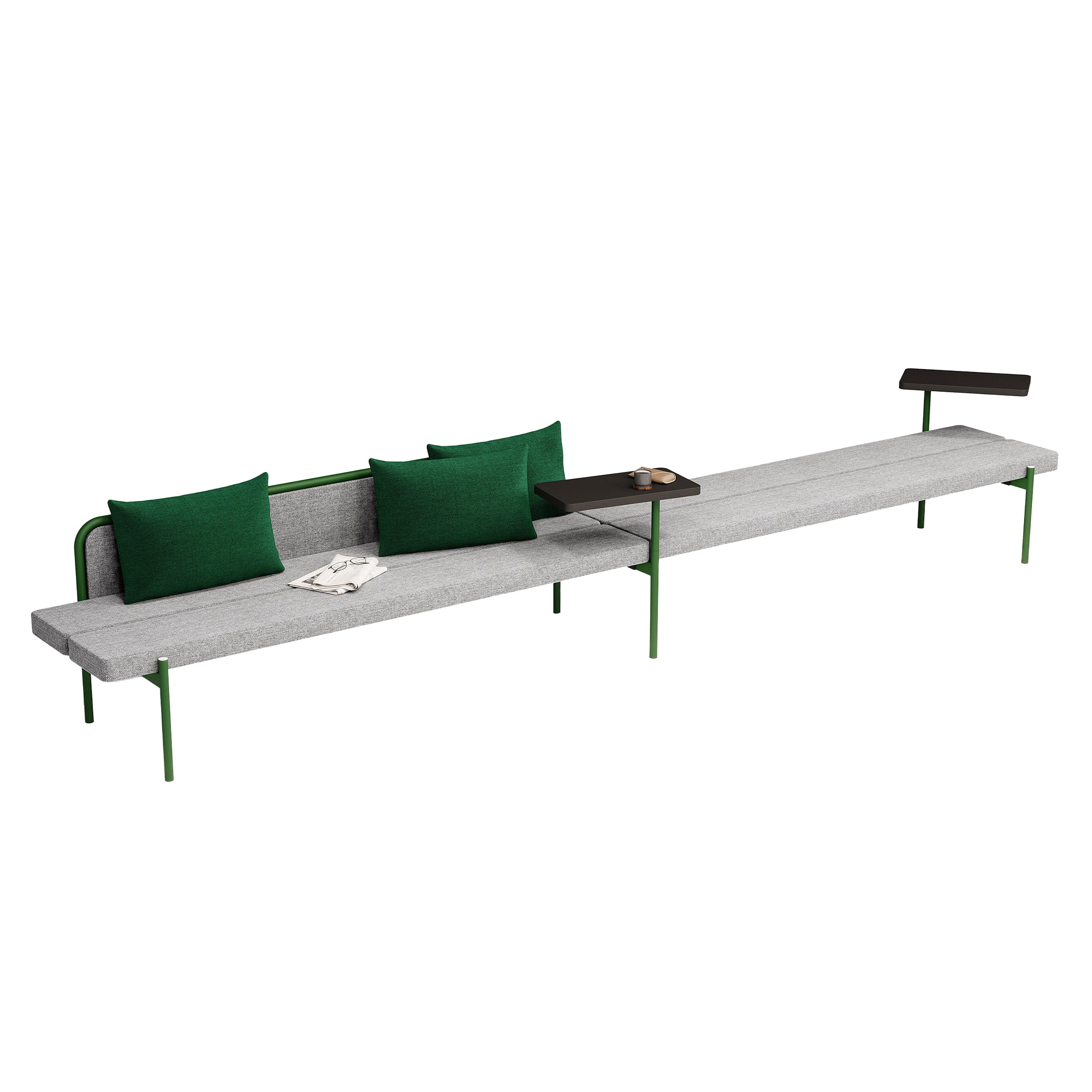 Island Modular Bench: Configuration 1 + Fenix + Seat with Partition + Category 3