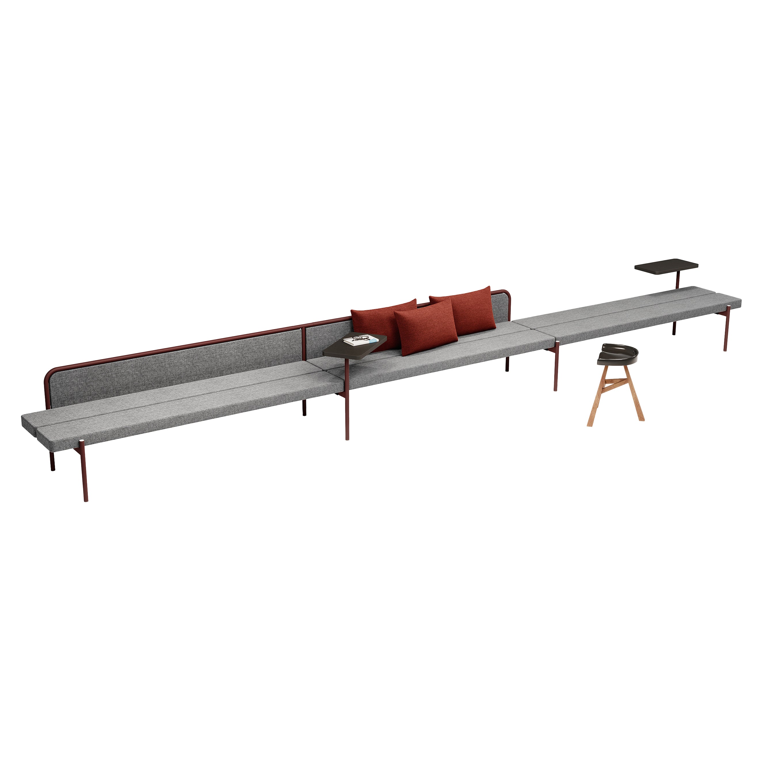 Island Modular bench: Configuration 2 + Fenix + Seat with Partition + Category 3