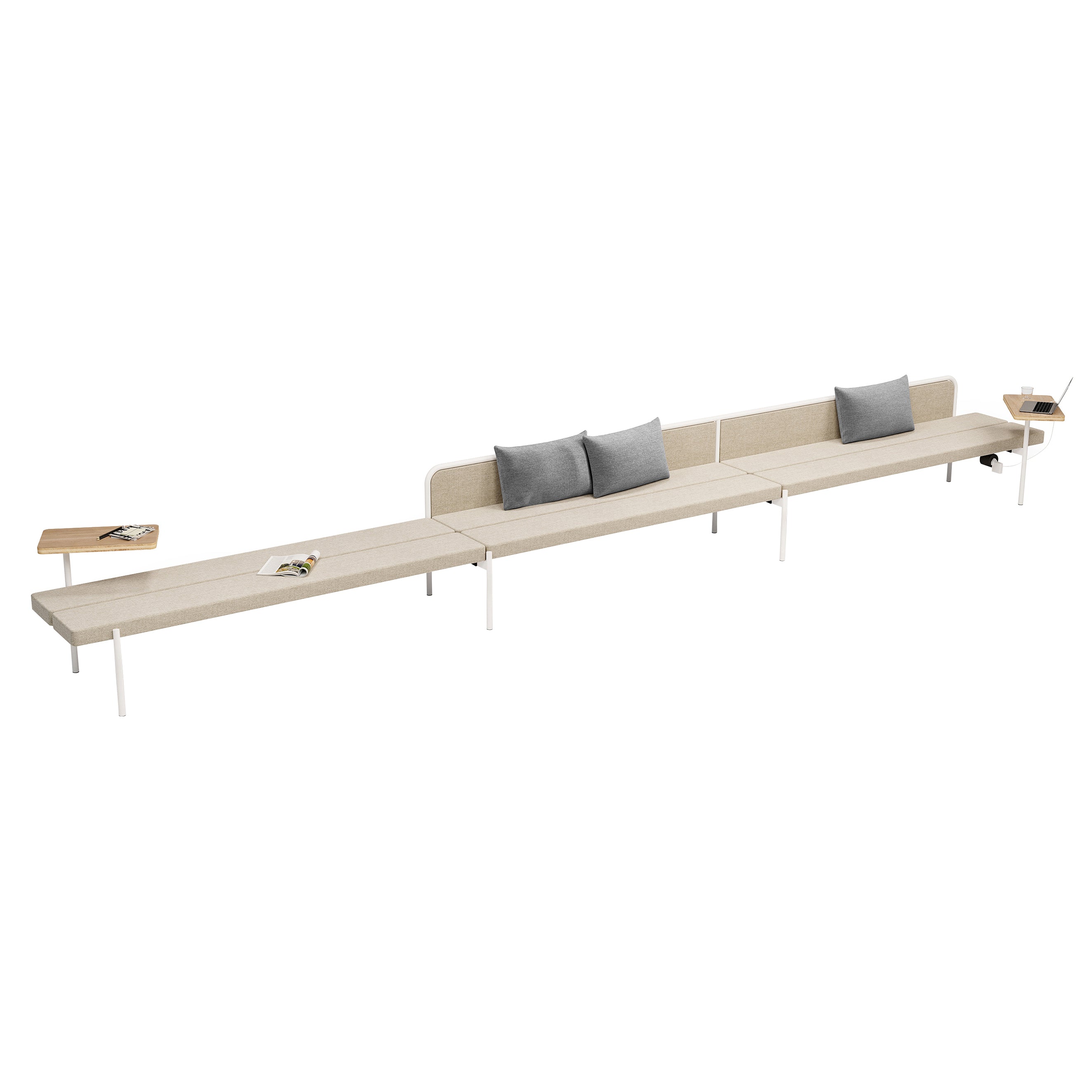 Island Modular bench: Configuration 2 + Larch + Seat with Partition + Category 3