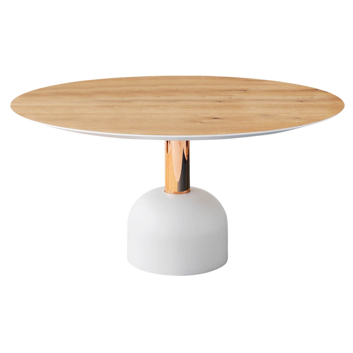 Illo Dining Table: Large + Vintage Oak + Lacquered White + Copper