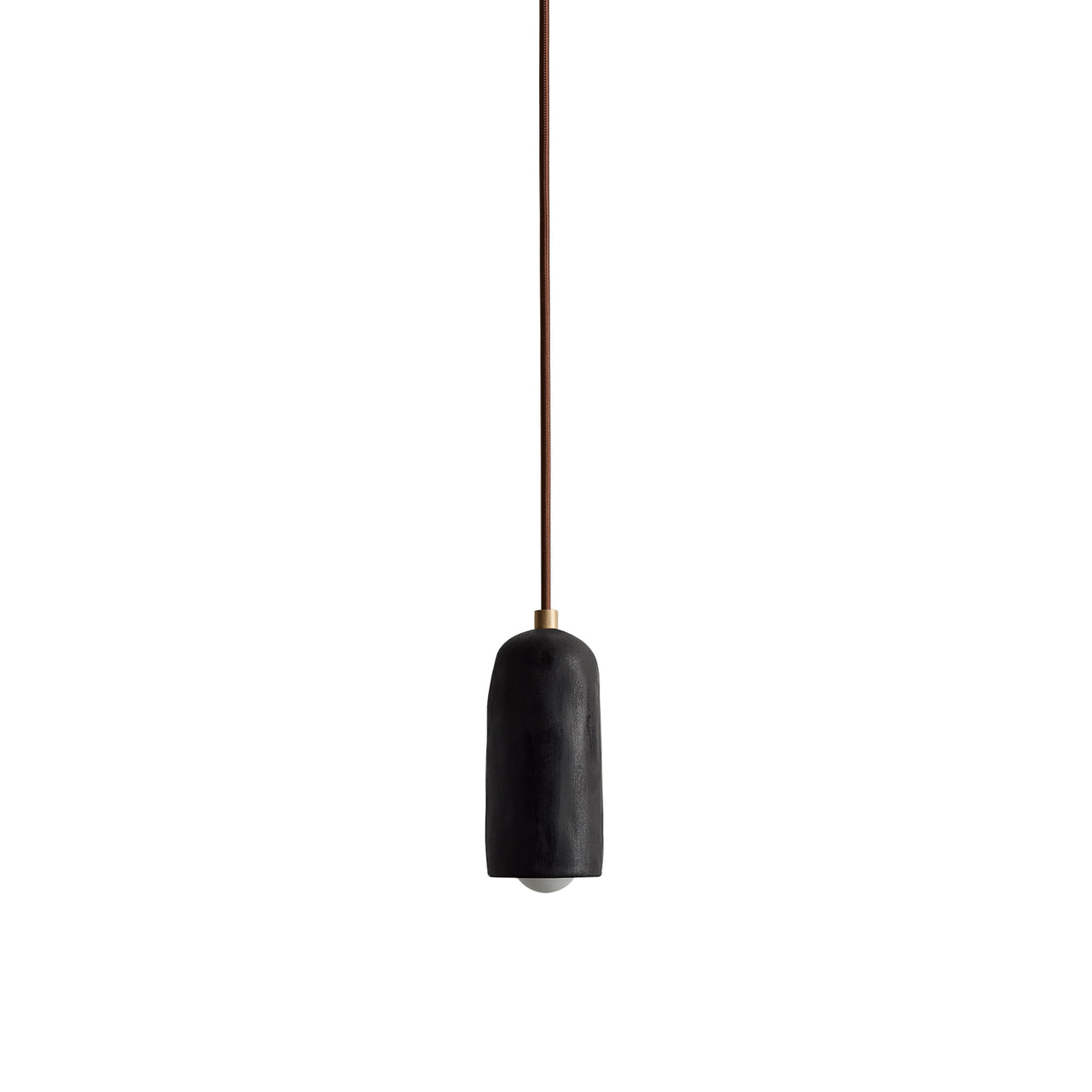 Ceramic Spot Pendant: Black Clay + Brass + Chocolate Brown