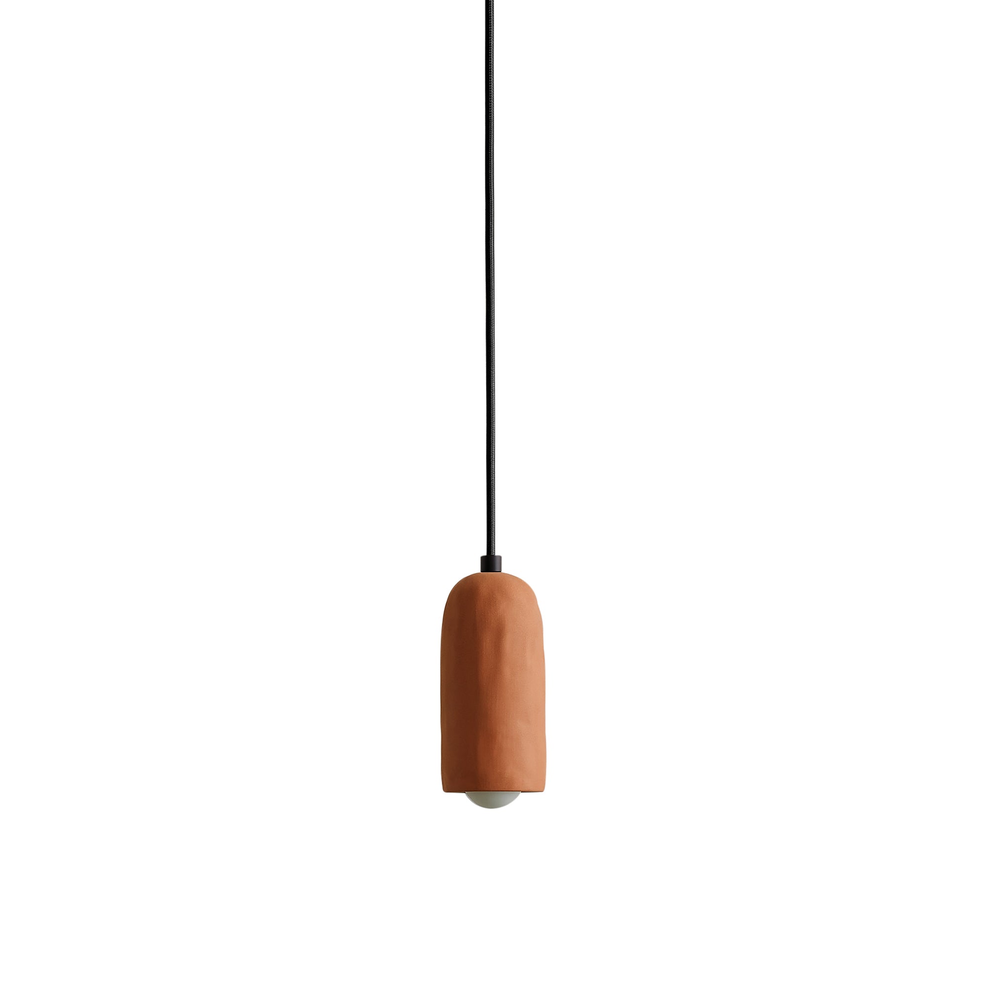 Ceramic Spot Pendant: Terracotta Clay + Black + Black