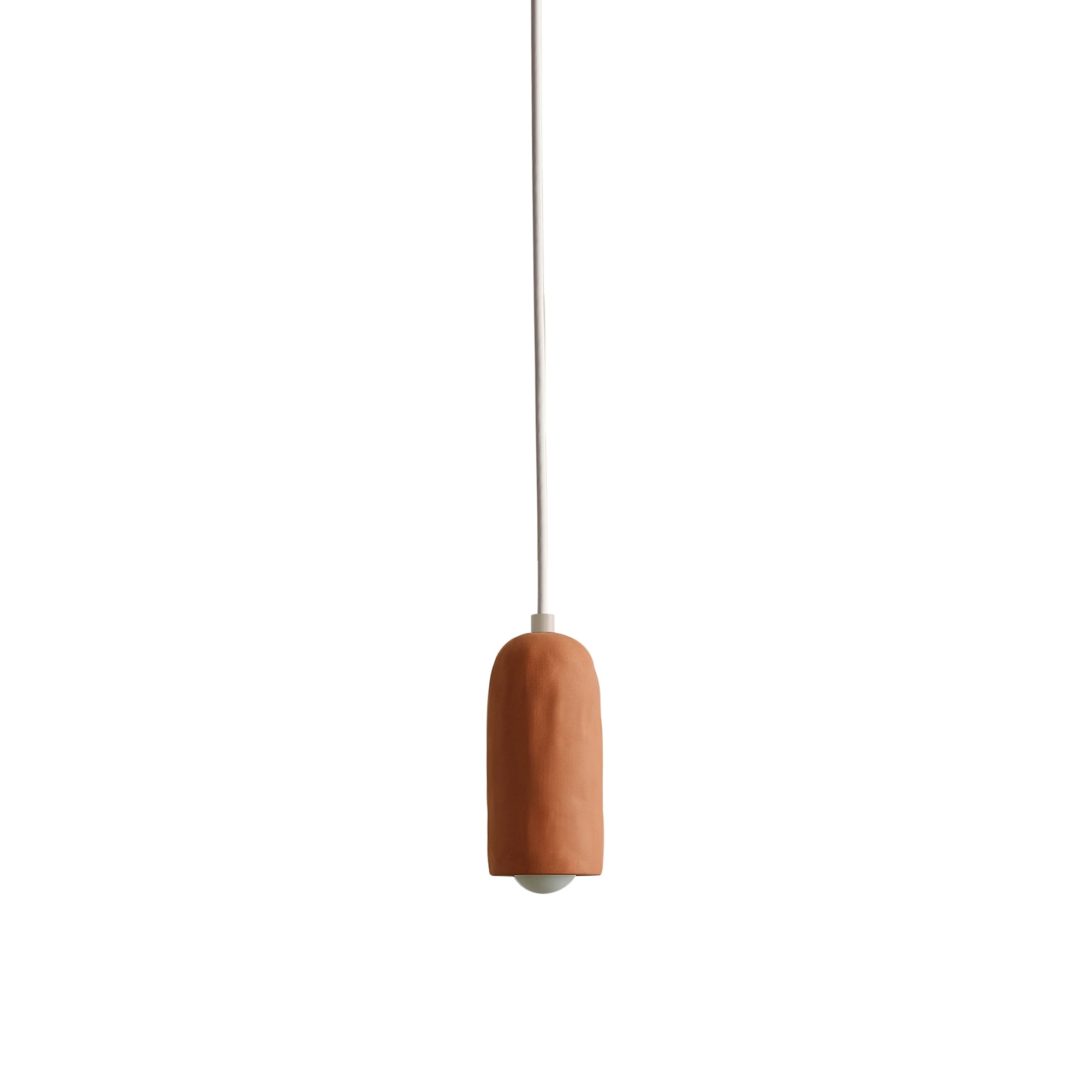 Ceramic Spot Pendant: Terracotta Clay + Bone + White