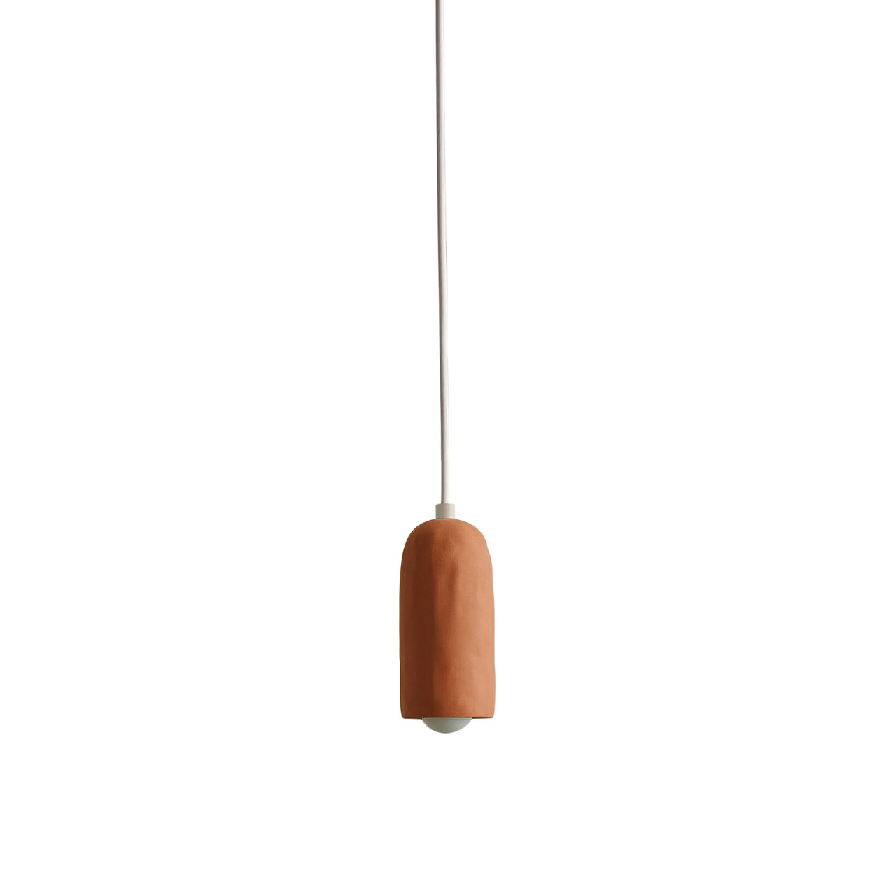 Ceramic Spot Pendant: Terracotta Clay + Bone + White