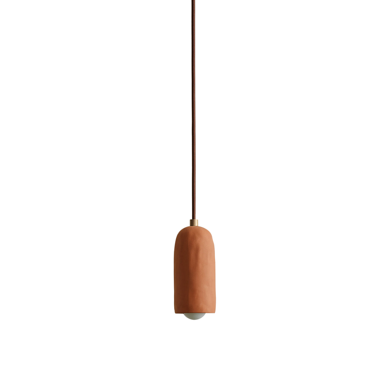 Ceramic Spot Pendant: Terracotta Clay + Brass + Chocolate Brown