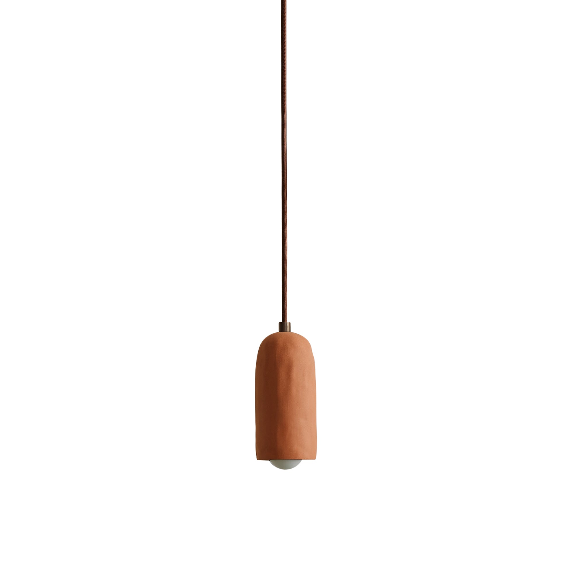 Ceramic Spot Pendant: Terracotta Clay + Patina Brass + Chocolate Brown