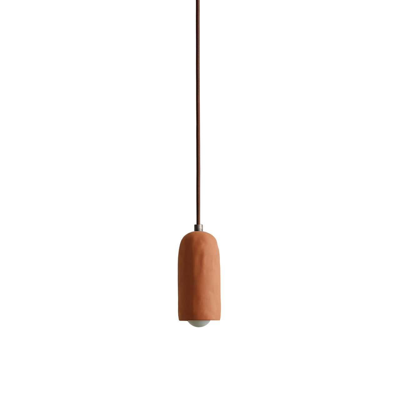 Ceramic Spot Pendant: Terracotta Clay + Pewter + Chocolate Brown