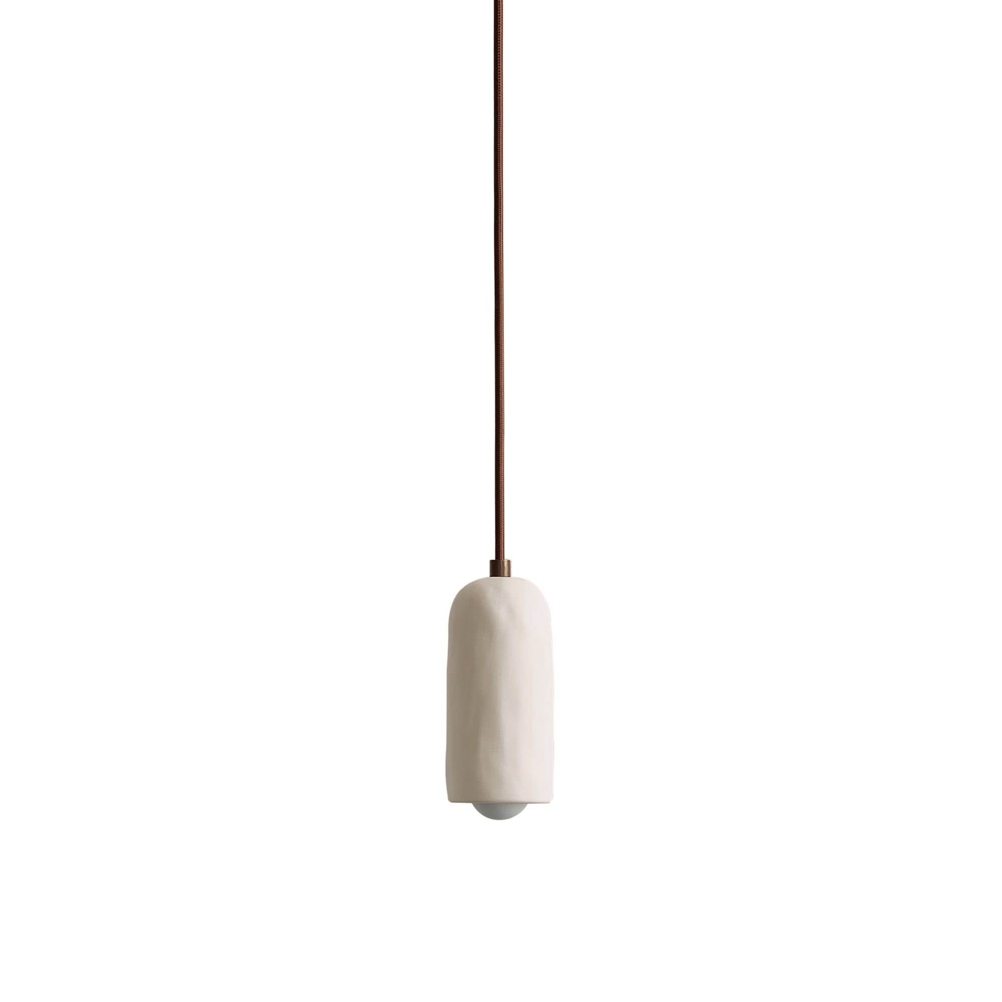 Ceramic Spot Pendant: White Clay + Patina Brass + Chocolate Brown